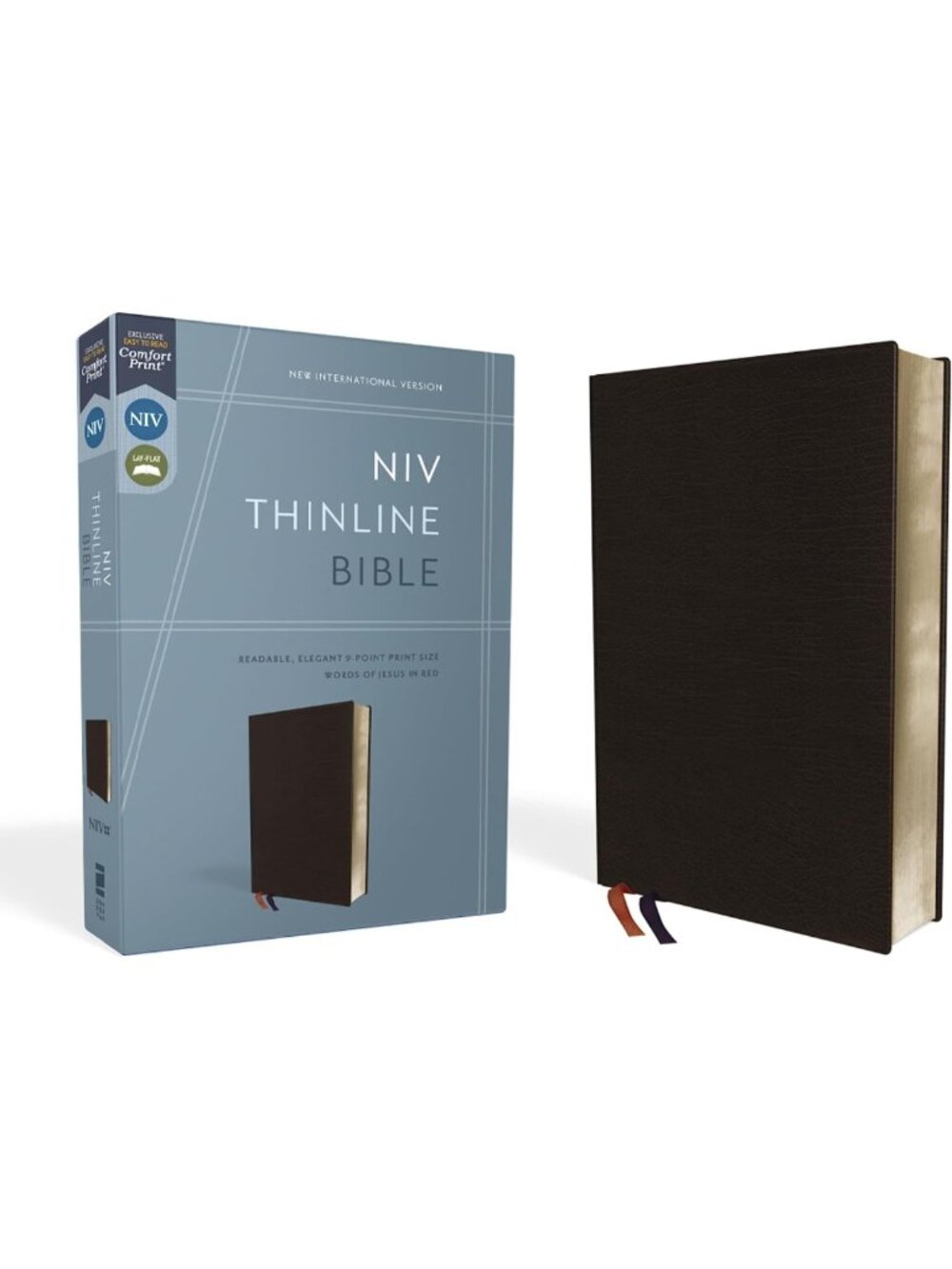 Thinline Black Bonded Leather Bible with Red Letter Comfort Print - Perfect